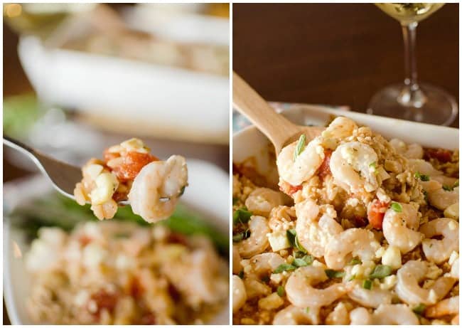 Shrimp & Feta Orzo Bake - Krafted Koch - A one-dish meal with whole wheat orzo pasta, shrimp and feta for a flavorful and healthy dinner idea