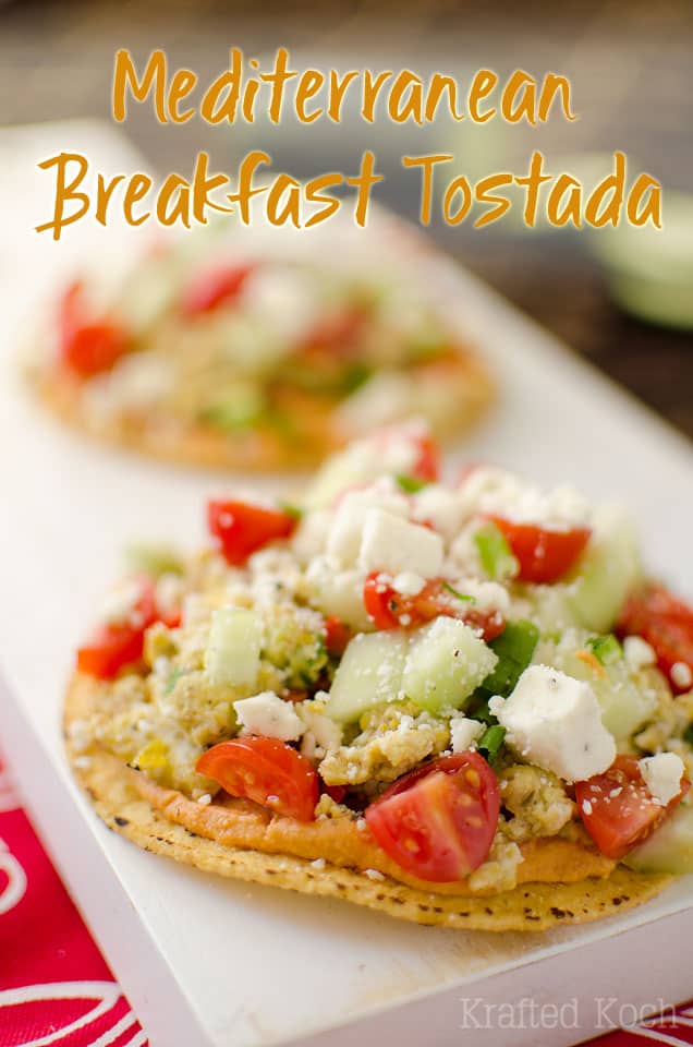 Mediterranean Breakfast Tostadas - Mediterranean Breakfast Tostadas are a quick and healthy breakfast recipe that will fill you up and fuel you for the day with fantastic Greek flavors!