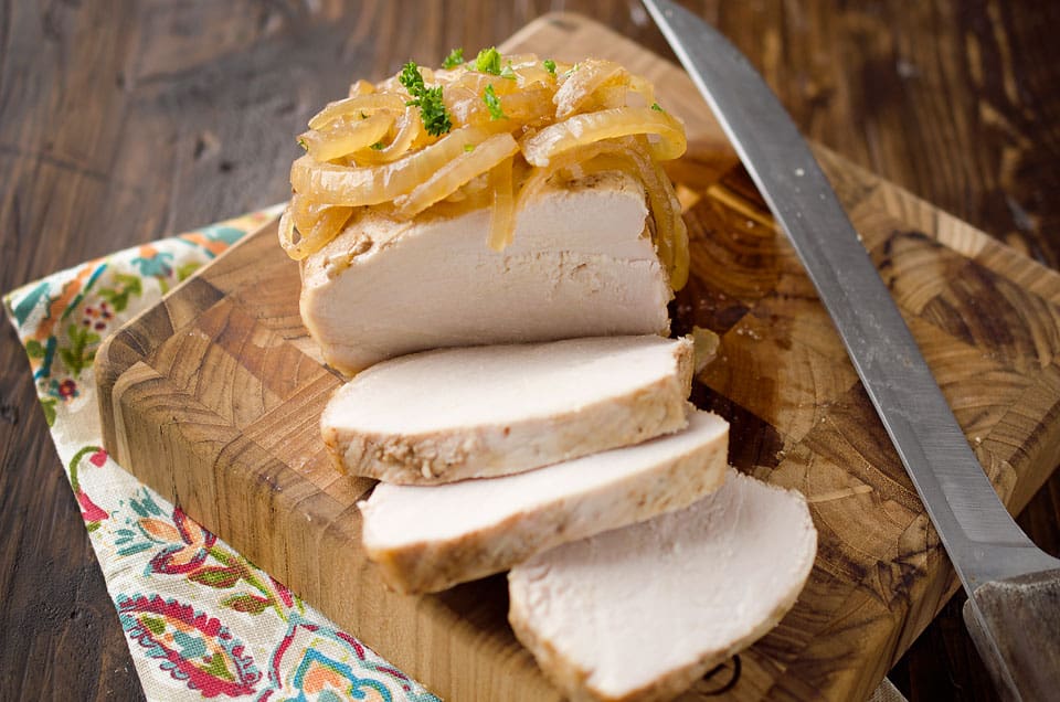 Crock-Pot Savory Pork Tenderloin & Onions - A moist and flavorful pork loin recipe made in your slow cooker for an easy dinner idea! #Pork #CrockPot #Healthy #DinnerIdea #SlowCooker  #DairyFree