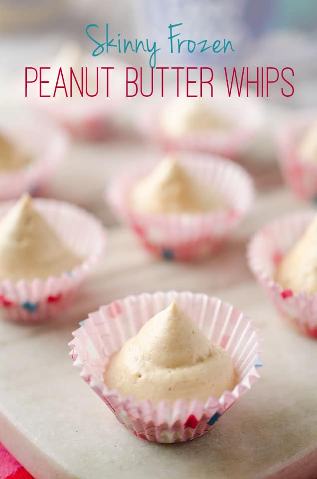 Skinny Frozen Peanut Butter Whips - A fast and easy two-ingredient treat that is light and will satisfy your sweet craving, fill you up and taste amazing! #Skinny #Light #Healthy #Sweet #Treat