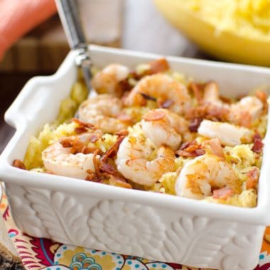 Light Spaghetti Squash Shrimp Carbonara