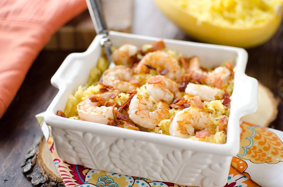 Light Spaghetti Squash Shrimp Carbonara