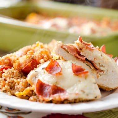 Pizza Stuffed Chicken Quinoa Bake - Krafted Koch