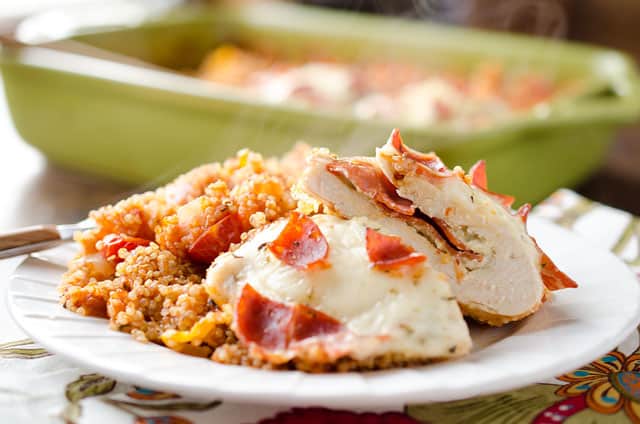 Pizza Stuffed Chicken Quinoa Bake - Krafted Koch 