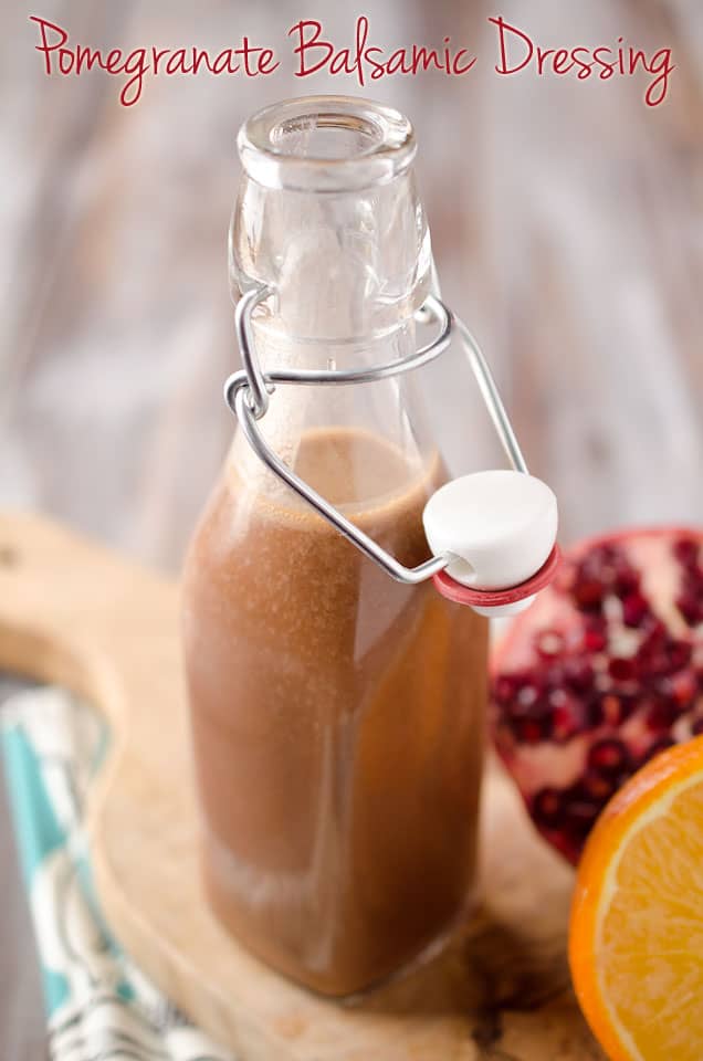Pomegranate Balsamic Dressing - A light and refreshing dressing with pomegranate and orange juice for a healthy salad dressing recipe you will love. #SaladDressing #Healthy #Salad #Light #Pomegranate