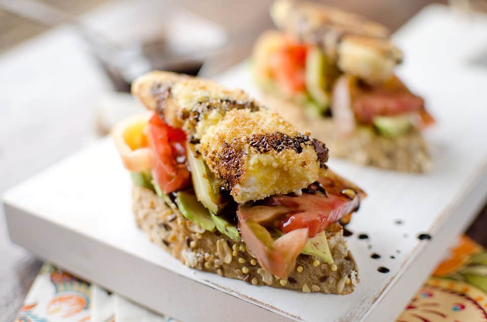 Fried Goat Cheese & Heirloom Tomato Toasts