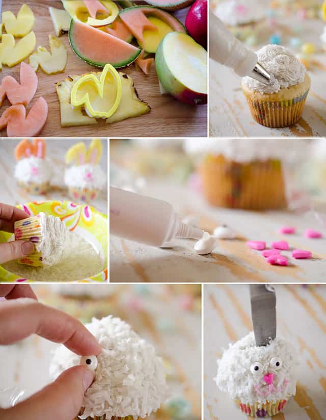 Light Coconut Cream Easter Bunny Cupcakes - Bakery Crafts Easter Bunny Cookie Cupcake Decoration Kit