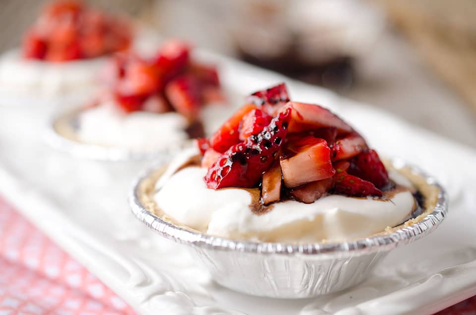 Skinny Mini Strawberry Balsamic Cream Pies