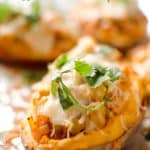 Twice Baked Buffalo Chicken Sweet Potatoes - An easy and delicious dinner recipe that also makes a great freezer meal for those lazy weeknight dinners when you still want a healthy meal! #FreezerMeal #Healthy #Chicken #SweetPotato #Light #ComfortFood #GlutenFree