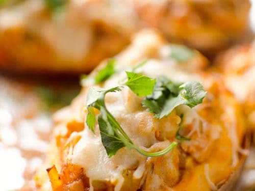 Twice Baked Buffalo Chicken Sweet Potatoes - An easy and delicious dinner recipe that also makes a great freezer meal for those lazy weeknight dinners when you still want a healthy meal! #FreezerMeal #Healthy #Chicken #SweetPotato #Light #ComfortFood #GlutenFree