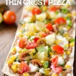 Light Tex Mex Thin Crust Pizza is an easy and healthy vegetarian recipe for one that tastes amazing and leaves you feeling satisfied! #TexMex #Light #Healthy #Vegetarian #Pizza