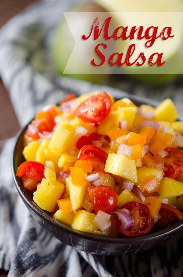 Mango Salsa - A fresh and flavorful pico de gallo recipe made with fresh fruit and vegetables for the perfect summer snack or healthy addition to a grilled chicken breast or steak! #Salsa #Light #PicoDeGallo #Healthy #Snack