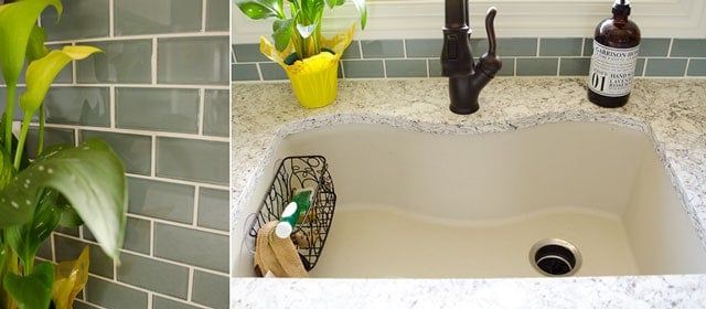 New Kitchen Remodel House - Water Glass Backsplash Tile Shop & Elkay ELGUS3322RBQ0 Harmony E-Granite Undermount Sink