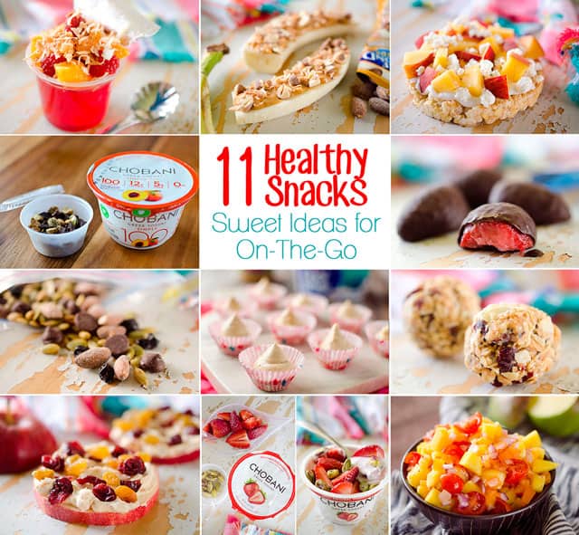 11 Healthy Snacks - Sweet Ideas for On-The-Go - Fast and easy snacks that are loaded with protein and are great to grab & go!