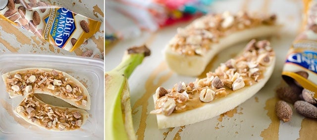 Coconut Almond & Peanut Butter Bananas - Easy snack idea!