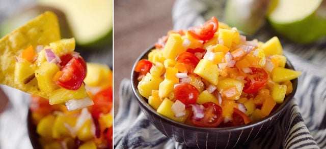 Mango Salsa with Baked Chips