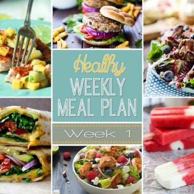 Healthy Meal Plan Week #1 - A delicious mix of healthy entrees, snacks and sides make up this Healthy Weekly Meal Plan for an easy week of nutritious meals your family will love!