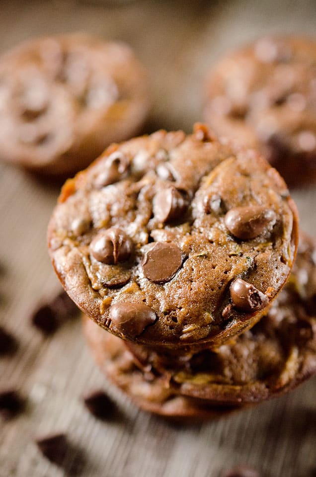 Light Chocolate Zucchini Muffins