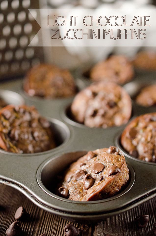 Light Chocolate Zucchini Muffins - A healthy breakfast or snack you can feel good about with zucchini, coconut oil and honey that will satisfy your chocolate craving. #Zucchini #Chocolate #Healthy #Light #Breakfast #Snack
