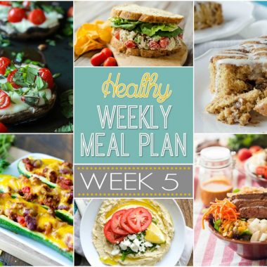 A delicious mix of healthy entrees, snacks and sides make up this Healthy Weekly Meal Plan for an easy week of nutritious meals your family will love! #MealPlan #Healthy #Menu