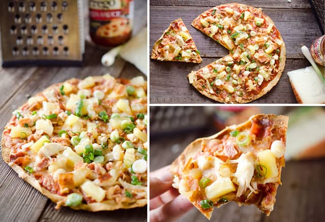 Light Pineapple, Chicken & Bacon Pizza