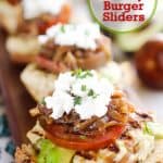 Ultimate Turkey Burger Sliders are the perfect healthy game-day appetizer or dinner! The lean turkey burger is loaded with caramelized onions and avocado to keep it moist and topped with the best burger fixings for the ultimate slider that is healthy and delicious! #Turkey #Burger #Sliders #Healthy #Light