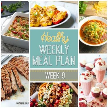 A delicious mix of healthy entrees, snacks and sides make up this Healthy Weekly Meal Plan for an easy week of nutritious meals your family will love! #MealPlan #Healthy #Menu