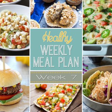 A delicious mix of healthy entrees, snacks and sides make up this Healthy Weekly Meal Plan for an easy week of nutritious meals your family will love! #MealPlan #Healthy #Menu