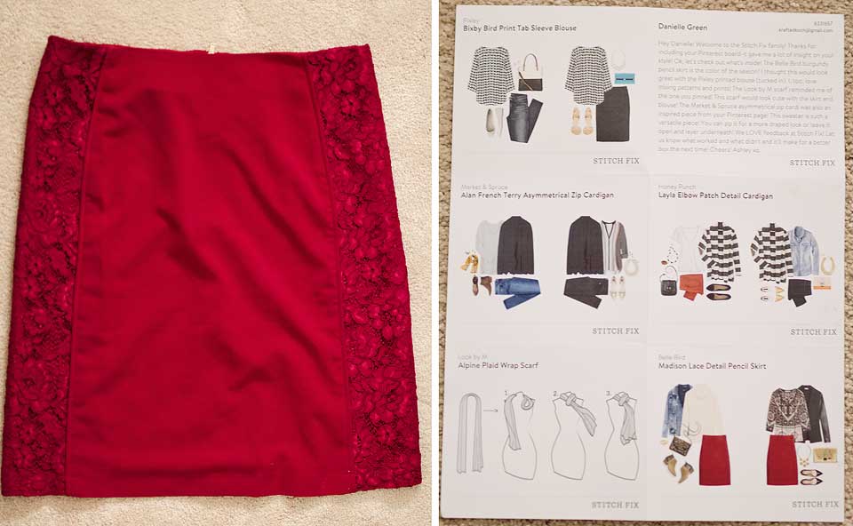 Belle Bird Madison Lace Detail Pencil Skirt Stitch Fix XL Review