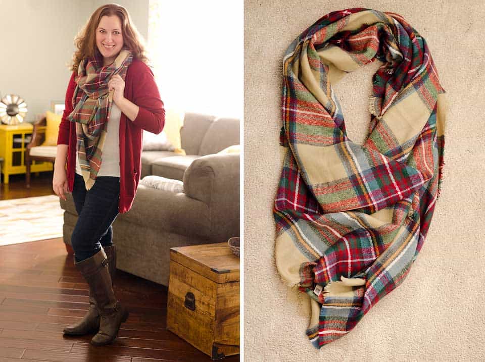 Look by M Alpine Plaid Wrap Blanket Scarf XL Stitch Fix Review