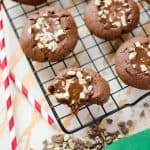 Mint Chocolate Thumbprint Cookies a sweet holiday treat filled with Andes mints, sure to please all of the chocolate lovers at Christmas!