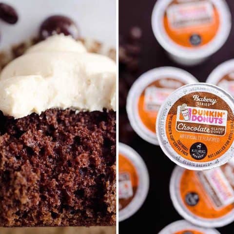 Mocha Sour Cream Cupcakes made with Dunkin’ Donuts® Coffee are a rich and decadent chocolate cupcake topped with a mocha buttercream for a sweet treat perfect for any coffee lover!