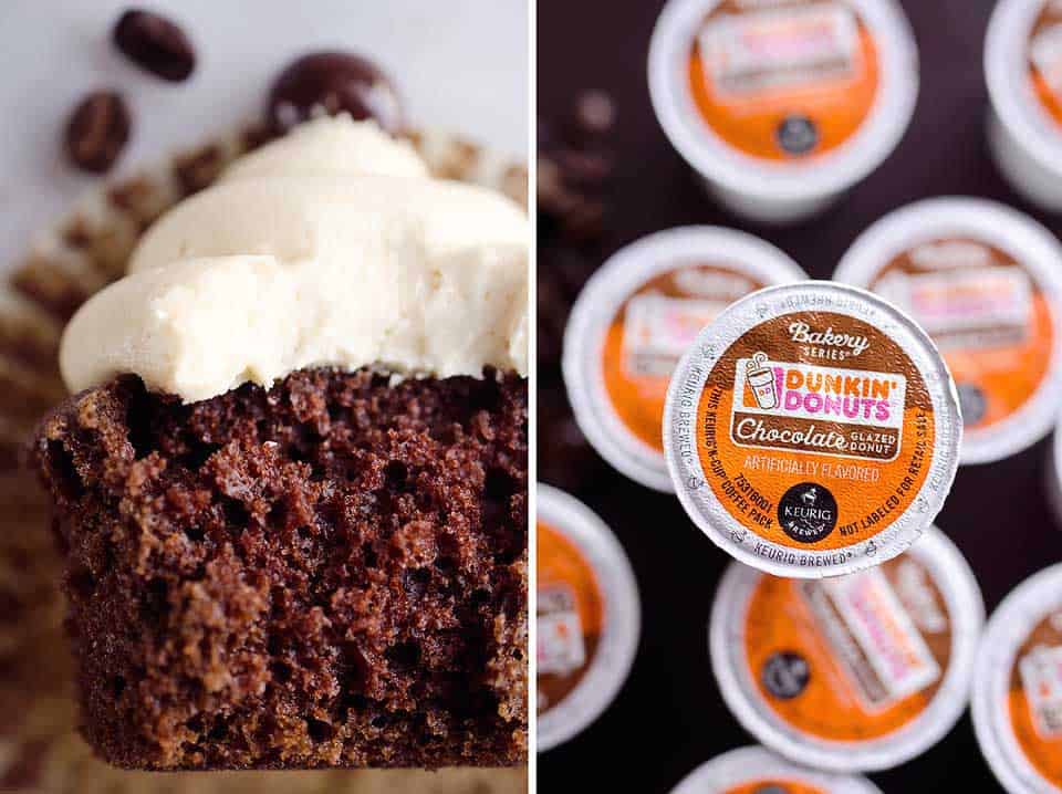 Mocha Sour Cream Cupcakes made with Dunkin’ Donuts® Coffee are a rich and decadent chocolate cupcake topped with a mocha buttercream for a sweet treat perfect for any coffee lover!