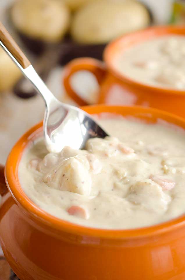 Parmesan Potato Chowder is a decadent and satisfying soup sure to warm you up in the cold winter months!