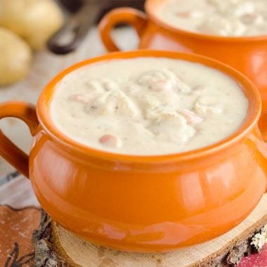 Parmesan Potato Chowder is a decadent and satisfying soup sure to warm you up in the cold winter months!