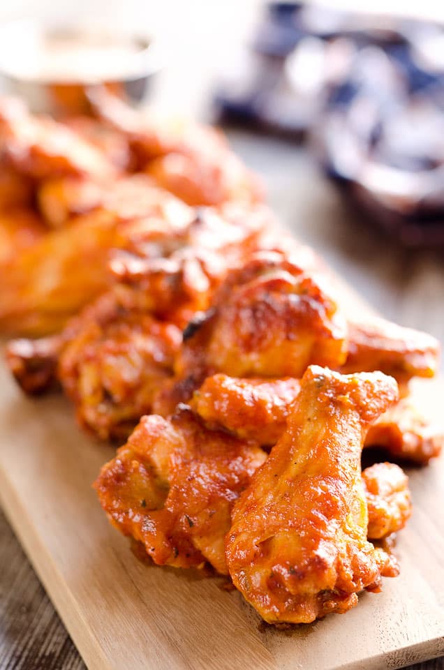 Baked Chipotle Ranch Wings are spicy chicken wings baked to crispy perfection in the oven with a dusting of Hidden Valley Ranch seasoning. These crispy wings are tossed in a delicious chipotle ranch sauce for a a lightened up game day favorite!