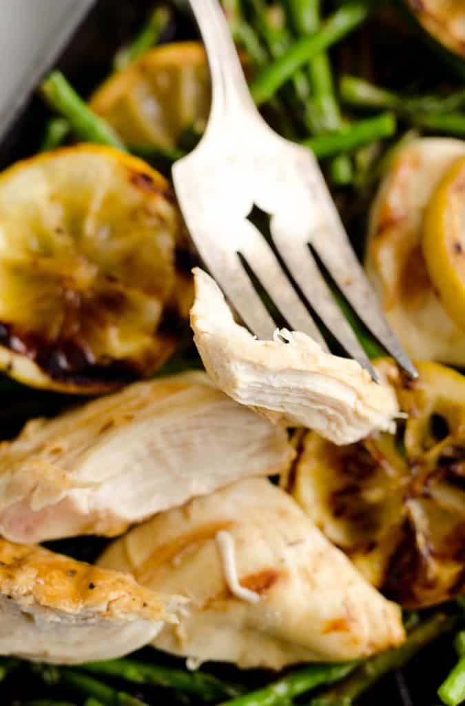 Grilled Lemon Chicken Breast on fork