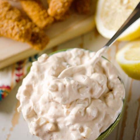 Light Chipotle Tartar Sauce is made with Greek yogurt for a healthy version of the classic dipping sauce that pairs so perfectly with fish.