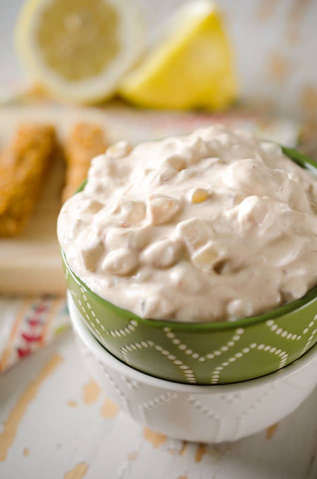 Light Chipotle Tartar Sauce is made with Greek yogurt for a healthy version of the classic dipping sauce that pairs so perfectly with fish. 