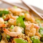 Light Shrimp Fried Quinoa is a healthy dinner full of protein packed quinoa and shrimp then finished off with delicious Kikkoman soy sauce!