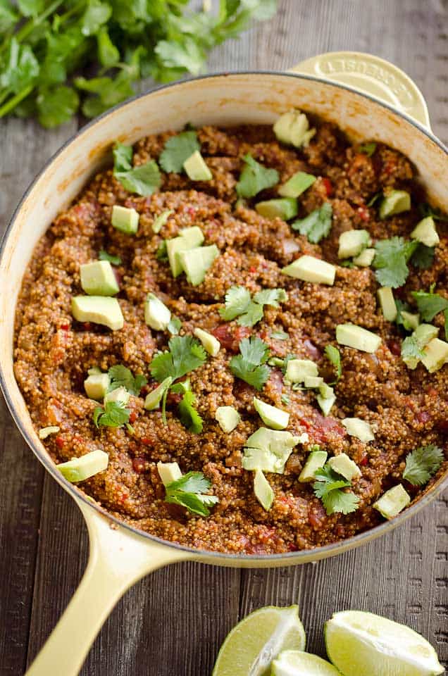 Light Taco Quinoa Skillet is a one pot dish with fresh flavors that makes an easy and healthy dinner!