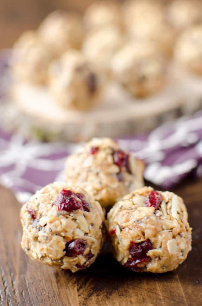 Cranberry Almond Energy Bites on table