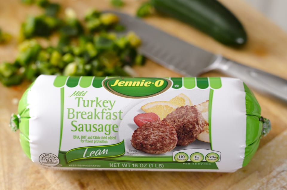 Light & Spicy Turkey Sausage Breakfast Burritos are a healthy freezer-friendly breakfast full of lean Jennie-O turkey sausage, scrambled eggs and roasted vegetables. Grab one from the freezer for a quick protein packed meal on the go or sit down with it to enjoy a hearty breakfast.