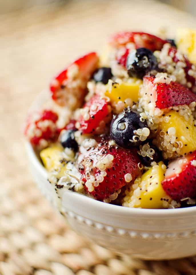 Fruit & Quinoa Salad with Citrus Poppy Seed Dressing - The Creative Bite