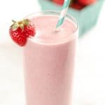 This Coconut Strawberry Protein Smoothie is a fresh and healthy breakfast or snack that will fill you up and satisfy your sweet tooth!