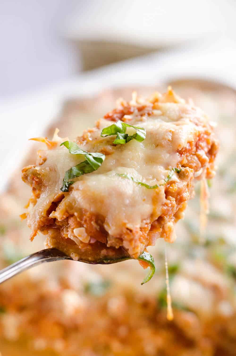 Light Turkey Noodle Casserole is a hearty and healthy dinner idea the whole family will love! All of the traditional flavors of noodle casserole are lightened up with whole wheat spaghetti, zucchini noodles and lean ground turkey. 