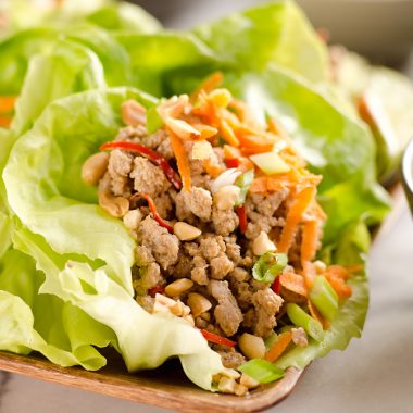 Turkey Thai Peanut Lettuce Wraps are a light and healthy dinner idea packed with filling ground turkey, fresh vegetables and crunch peanuts. This is a dinner idea you can enjoy over and over, it is simply that good!