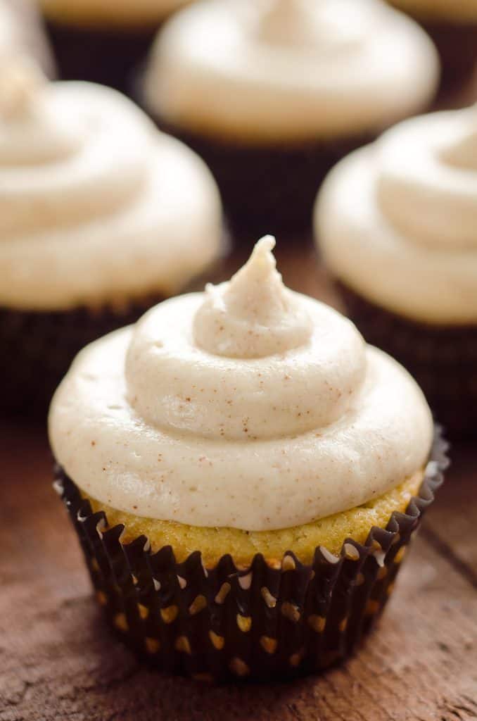 brown buttercream topped cupcake