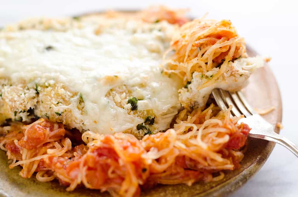Skinny Spaghetti Squash Chicken Parmesan