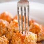 Light Crock Pot Buffalo Turkey Meatballs are an easy recipe made in your slow cooker bursting with bold flavor from spicy buffalo sauce and bleu cheese crumbles! Serve them as an appetizer on game day or pair them with a side of rice and veggies for a flavorful dinner.